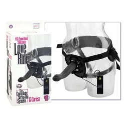 10-Function Silicone Love Rider G-Caress - Schwarz - Vibrierender Umschnalldildo