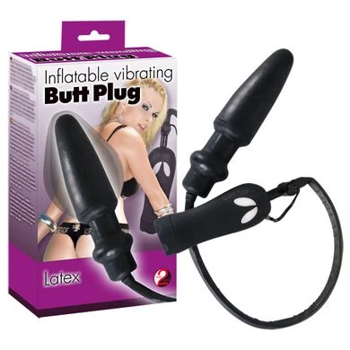 17 X 4 Cm Inflatable Vibrating Powered Buttplug Black 1 17 X 4 Cm Inflatable Vibrating Powered Buttplug Black