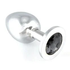 Aluminium-Buttplug Mit Schwarzem Kristall (155g)
