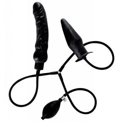 Blow Up Two In One: Analplug Und Dildo Mit Pumpe, Schwarz 1 Blow Up Two In One: Analplug Und Dildo Mit Pumpe, Schwarz