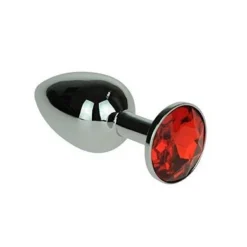 SILBERNER ANALPLUG Mit ECHTEM ROTEM STRASSDIAMANT - Erotische Buttplugs Bzw. Dildos F&uuml