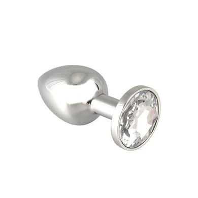 Edelstahl-Buttplug Mit Klarem Kristall (75g) 1 Edelstahl-Buttplug Mit Klarem Kristall (75g)