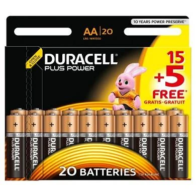 Duracell Plus Power Alkaline Batterien AA (MN1500/LR6) 15+5 Special Offer Pack 1 Duracell Plus Power Alkaline Batterien AA (MN1500/LR6) 15+5 Special Offer Pack