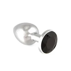 Edelstahl-Buttplug Mit Schwarzem Kristall (75g)