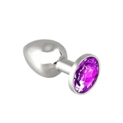 Edelstahl-Buttplug Mit Lila Kristall (75g)
