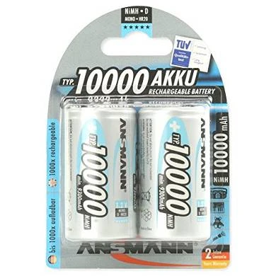 ANSMANN Mono D Akku Typ 10000 (min. 9300mAh) Hochkapazitive Profi NiMH Monozelle Für 1 ANSMANN Mono D Akku Typ 10000 (min. 9300mAh) Hochkapazitive Profi NiMH Monozelle Für