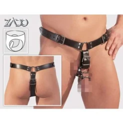 Alternative view of Lederstring Mit Penisringen Und Analdildo