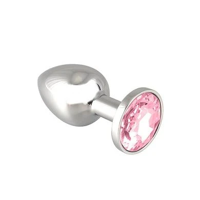 Edelstahl-Buttplug Mit Rosa Kristall (75g) 1 Edelstahl-Buttplug Mit Rosa Kristall (75g)
