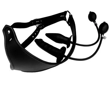 Leder-Slip Mit Aufblasbaren Dildo Und Plug 1 Leder-Slip Mit Aufblasbaren Dildo Und Plug